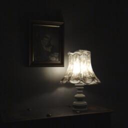 Table Lamp, Handfelted Lampshade On Painted Vintage Foot. Subtle Natural White & Wam-Gray Design. Made To Order - thumbnail 4