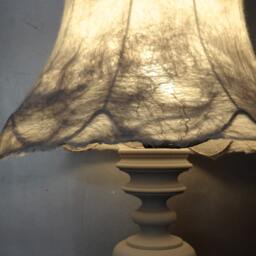 Table Lamp, Handfelted Lampshade On Painted Vintage Foot. Subtle Natural White & Wam-Gray Design. Made To Order - thumbnail 2