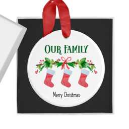 Personalised Family Christmas Ornament, Hanging Stockings, Custom Bauble, Gift, First Decoration, Kids, Dog Pet Cat - thumbnail 1