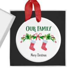Personalised Family Christmas Ornament, Hanging Stockings, Custom Bauble, Gift, First Decoration, Kids, Dog Pet Cat - thumbnail 3