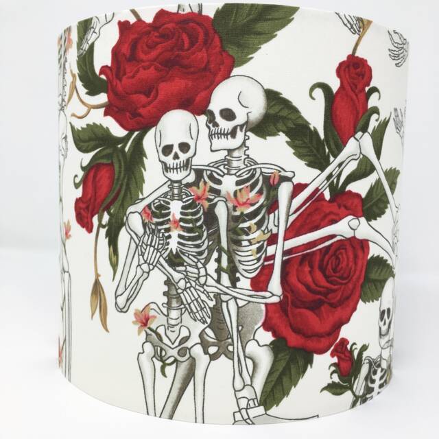 Skull & Roses Lampshade Gothic Home Decor - Alexander Henry Fabric - image 1