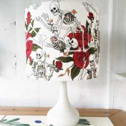 Skull & Roses Lampshade Gothic Home Decor - Alexander Henry Fabric - thumbnail 3