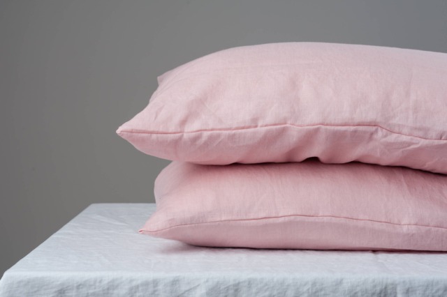 Pink Linen Pillowcase With Envelope Closure/Washed Soft Pillow Cover Stonewashed Standard, Queen, King Sham - image 1