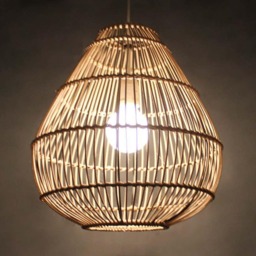 "Handwoven Rattan Pendant Light, Rural Ceiling Lights, Lighting Fixture, Lampshade W13.4"" X H14.5" - thumbnail 2