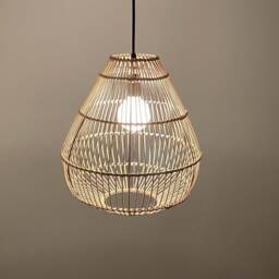 "Handwoven Rattan Pendant Light, Rural Ceiling Lights, Lighting Fixture, Lampshade W13.4"" X H14.5" - thumbnail 3