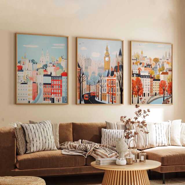 Set Of 3 London Posters, UK Travel Prints, Wall Art Set, British Landmark Poster Modern Cityscape Decor Gift - image 1