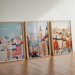 Set Of 3 London Posters, UK Travel Prints, Wall Art Set, British Landmark Poster Modern Cityscape Decor Gift - thumbnail 4