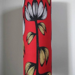 Tall Red Floral Lampshade Genuine Scandinavian Flower Pattern Fabric, Handmade By Vivid Shades - thumbnail 2