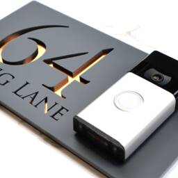K Smart Sign - Bellissima Db Ring Nest Video Wifi Bell Mounting Plate Laser 3D Matt Dark Gray & Copper Mirror Door Number House Plaques - thumbnail 1