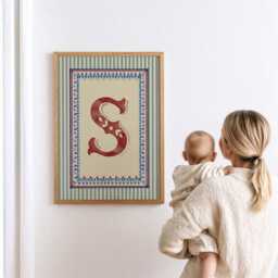 Personalised Nursery Initial Print Folk Letter Art Baby Room Decor Scandinavian Storybook Kids Artwork - thumbnail 3