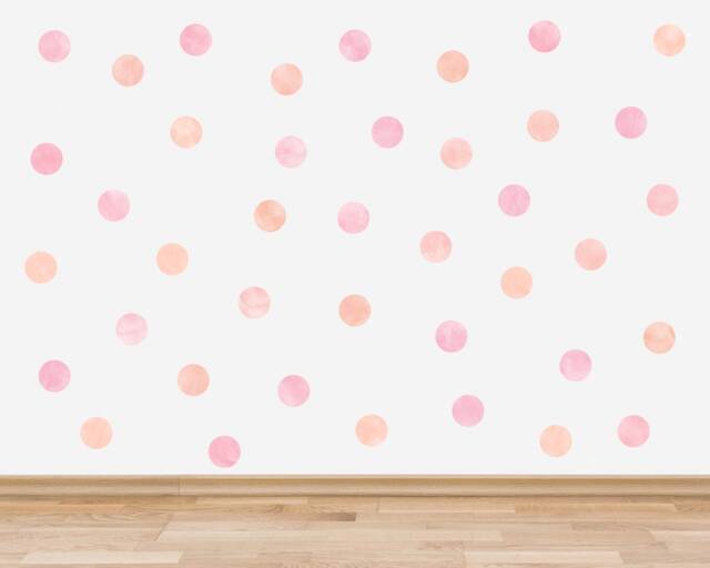 Watercolor Polka Dot Wall Decals Blush Pink & Peach Nursery Decor - image 1