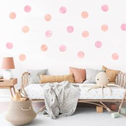 Watercolor Polka Dot Wall Decals Blush Pink & Peach Nursery Decor - thumbnail 3