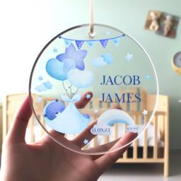 Personalised Clear Acrylic Name Sign, Hanging Bedroom Door Plaque, Toy Box Nursery Wall, Decor, Wooden Letter, Gift Boy Girl, Jungle - thumbnail 2