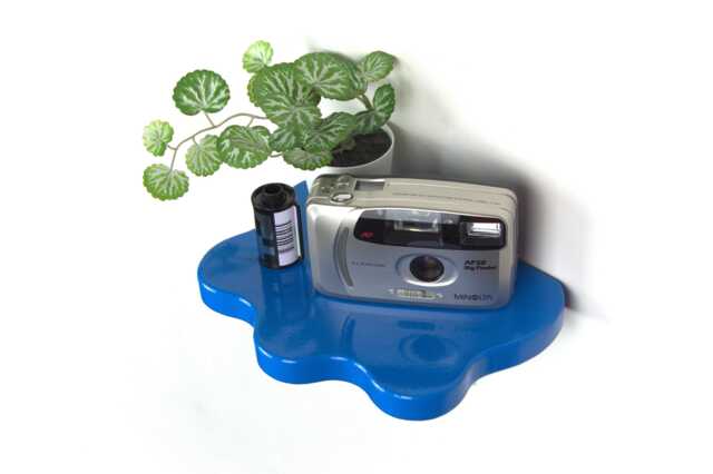 Wavy Shelf - Blue Shelf, Curvy Blob Colorful Decor, Home Powder Coated - image 1