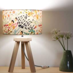 Trail Lamp, Wooden Lamp, Table Tripod Lampshade, Floral Fabric, Light Fixture, Accent Lamp - thumbnail 2