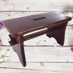 Teak Small Wooden Stool - Kids Shoe Changing Seat Foot Step Rest Chair Rustic Plant Side Table Solid Bronze Pine Other Colours Available - thumbnail 1