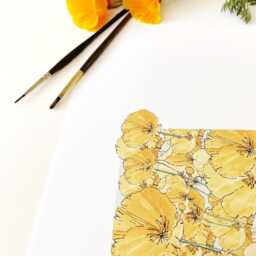 California State Flower Map Watercolor California Poppy - Art Print Wall Graduation Wedding Anniversary Realtor Moving Gift West Coast - thumbnail 4