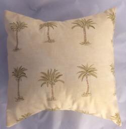 Linen Pillow Cover, Palm Tree Linen Pillow, Rhinestone Yellow Accent - thumbnail 1