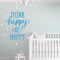 Think Happy Be Nursery Wall Decal Inspirational Baby Room Decor - thumbnail 1