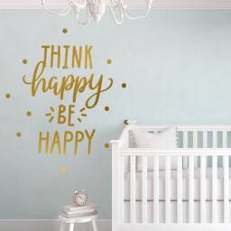 Think Happy Be Nursery Wall Decal Inspirational Baby Room Decor - thumbnail 2