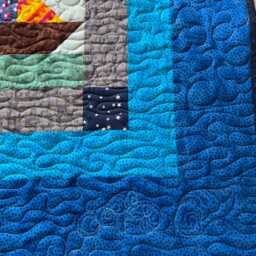 Nautical Theme Blue Baby Quilt, Sailboat Ocean & Star Crib Toddler Bedding, Decor, Handmade Cotton Quilt Sale - thumbnail 4