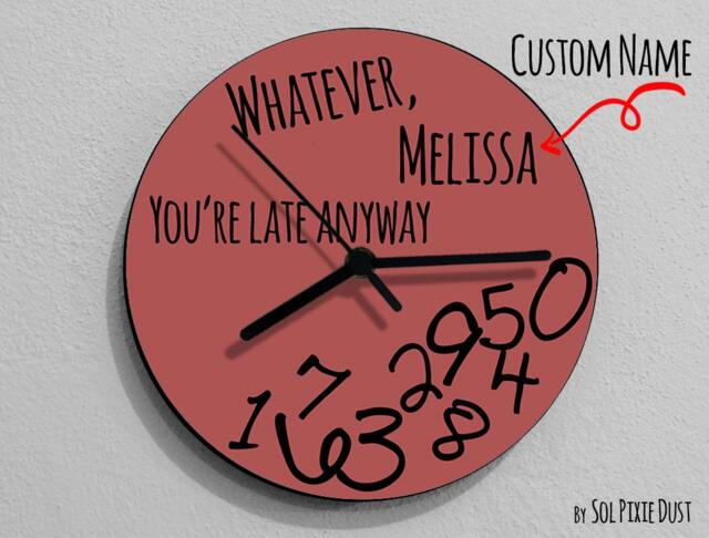 Custom Name Whatever, You're Late Anyway/Round Marsala - Wall Clock - image 1