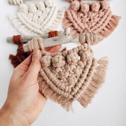 Mini Macrame Wall Hanging Oregon Driftwood, Boho Linen Decor - thumbnail 3