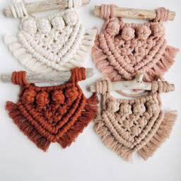Mini Macrame Wall Hanging Oregon Driftwood, Boho Linen Decor - thumbnail 2