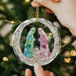 Nativity Christmas Seaglass Ornament, Scene Christian Home Keepsake, Religious Holiday Gift - thumbnail 4