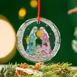 Nativity Christmas Seaglass Ornament, Scene Christian Home Keepsake, Religious Holiday Gift - thumbnail 2