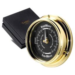 Tabic Prestige Tide Clock in Brass With A Jet Black Dial, Heavy Case - 1/2Kg, Handmade in England