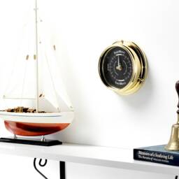 Tabic Prestige Tide Clock in Brass With A Jet Black Dial, Heavy Case - 1/2Kg, Handmade in England - thumbnail 2