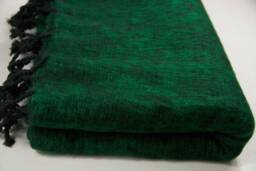 Hand-Loomed Green Yak Wool Blanket Large Travel Shawl, Nepal
