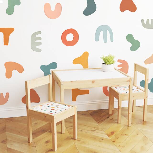 Abstract Shape Wall Decals - Nursery Decor, Watercolor Art, Kids Room Decal, Reusable & Removable Stickers - image 1