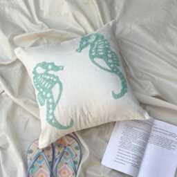 "White Art Silk Bead Work Throw Pillow Cover, 16""x16" - thumbnail 3
