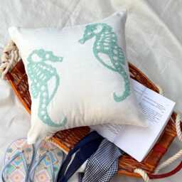 "White Art Silk Bead Work Throw Pillow Cover, 16""x16" - thumbnail 1