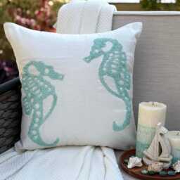 "White Art Silk Bead Work Throw Pillow Cover, 16""x16" - thumbnail 2