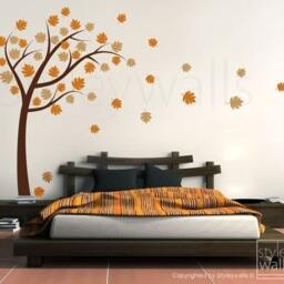 Tree & Leaves Wall Decal, With Blowing in The Wind Vinyl Sticker For Home Decor Art - thumbnail 2
