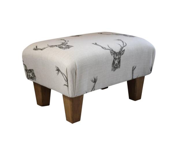 Small Stag Head Footstool - Straight Waxed Legs 46cm X 31cm 27cm - image 1