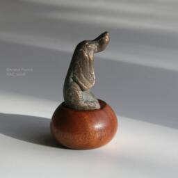 Bronze Sculpture - Doggi Dog Metallic Object Art Mahogany - thumbnail 2