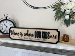 Home Is Where Our Kids Are - Personalised Street Sign Wall Decor Kids Names, Birch Plywood, Mdf Names - thumbnail 1