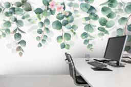 Green Leaves Watercolor Wallpaper Mural, Peel & Stick Wall Decor - thumbnail 1