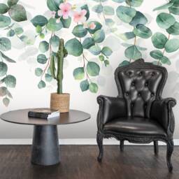 Green Leaves Watercolor Wallpaper Mural, Peel & Stick Wall Decor - thumbnail 3
