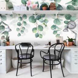Green Leaves Watercolor Wallpaper Mural, Peel & Stick Wall Decor - thumbnail 2