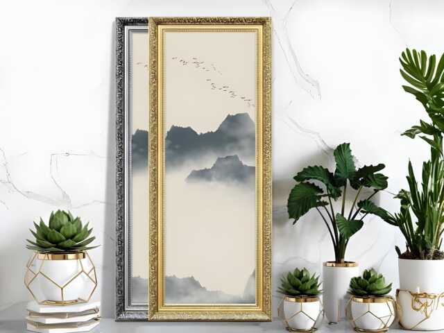 Panoramic Size Traditional Ornate Photo Frame - Handmade Dahlia Picture Wall Art Display Custom For Her Birthday Gift - image 1