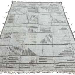 Hand-Knotted Moroccan Beni Ourain Rug, 100% Natural Wool, Modern Berber Carpet For Living Room - thumbnail 2