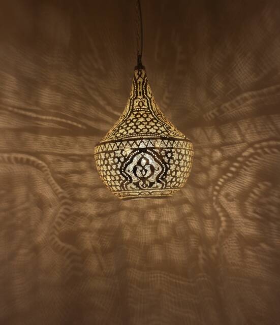 Handmade Oriental Lamp, Moroccan Brass Pendant Light, Hanging Gold Lampshade, Home Decor Lighting & Ceiling Light - image 1