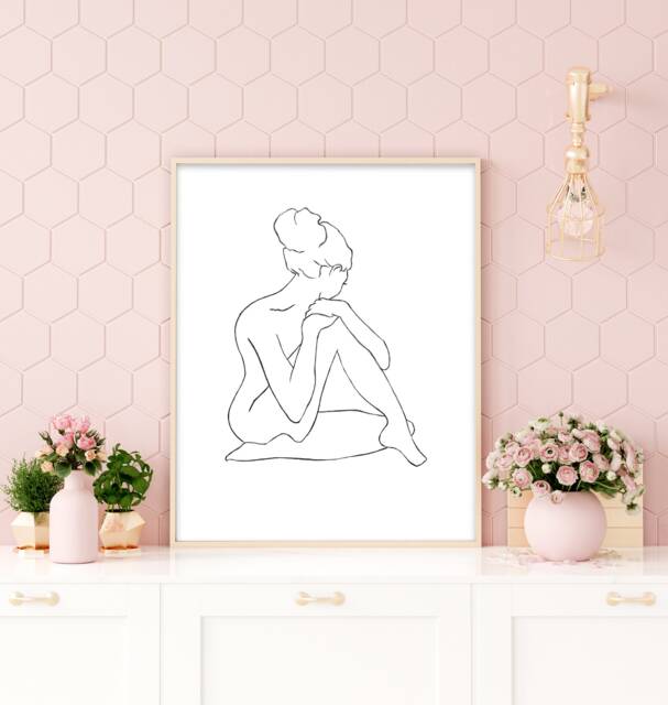 Sketched Beauty - Home Decor, Handdrawn, Print, Wall Art, Living Room, Lounge Bedroom Room Sketched, Woman - image 1