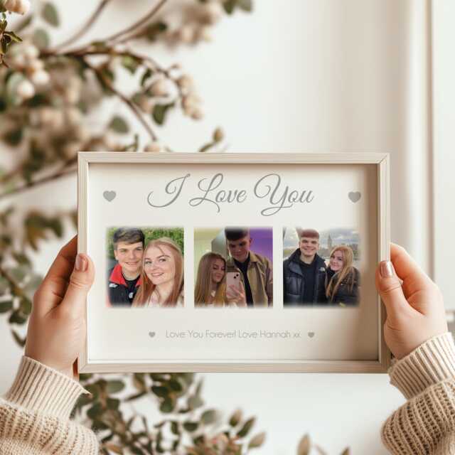 Personalised I Love You Photo Collage, Valentine's Day Gift, Birthday Gift For Boyfriend. Frame - image 1