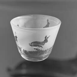Hare Tealight Holder - Rustic Glass Tea Light Holder With Hare Frieze Design